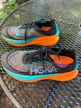 Hoka Mach X 2 Running Shoes in Black, Teal, Orange and Pink
